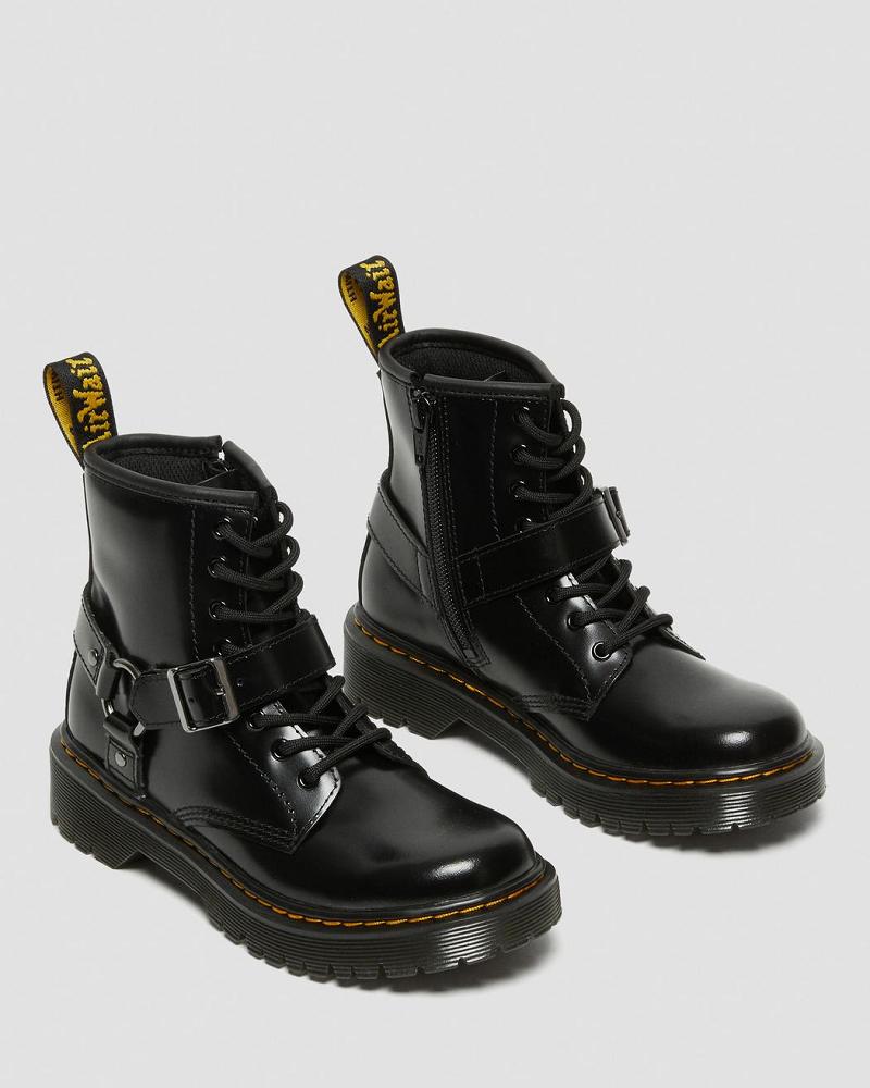 Kids' Dr Martens Junior 1460 Harness Leather Casual Boots Black | AU 658TCE